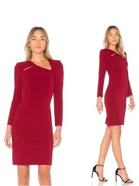 Alice and Olivia Scottie Cut Out Dress, Bordeaux Red Size 2